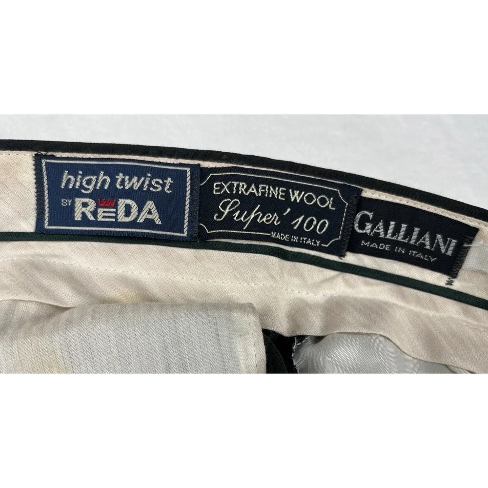 Galliani Reda Super 100 Wool‎ Pleated Dress Pants Italy Men's 36x30 Cuffed